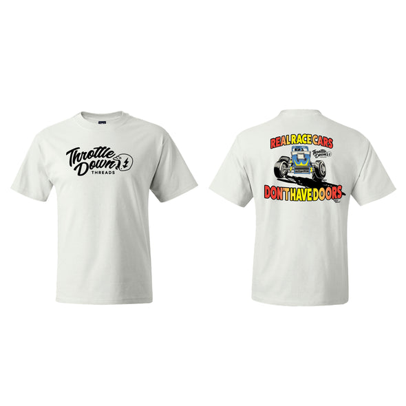 Throttle Down Threads Real Race Cars Tee - White