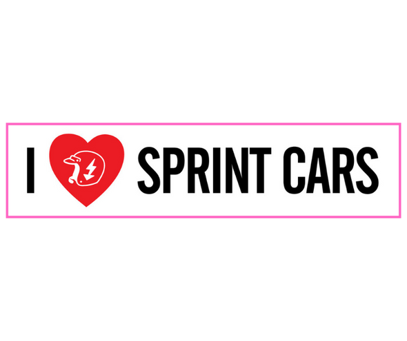 I Love Sprint Cars Bumper Sticker 12" x 3"